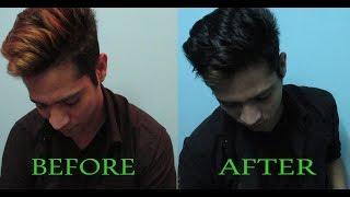 How To Dye Men's Hair At Home | Blonde to black men's hair color DIY