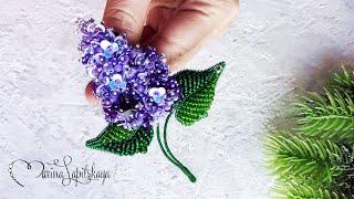  How to make a brooch "Lilac" from beads (tutorial)