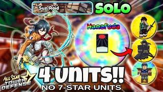 Solo Sun Raid (No 7-Stars: 4 Banner Units Only!) | All Star Tower Defense Roblox | astd