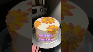 Minimalist floral cake design using offset painting spatula #youtubeshorts #cakedesign #youtube