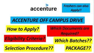 Accenture Off Campus Drive | 2019 | 2020 | 2021 | Eligibility Criteria?| Salary?