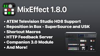 MixEffect 1.8.0 - ATEM Television Studio HD8 Support, Reposition in Box, and SuperSource Macros