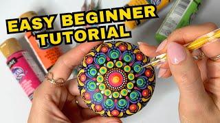 Easy 3" Rock Beginner Mandala Painting Tutorial | Dot Art Rock Painting | Thoughtful Dots