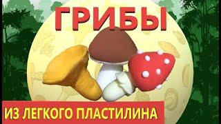 Грибы из ЛЕГКОГО пластилина | Как слепить БЕЛЫЙ ГРИБ МУХОМОР ЛИСИЧКА | Лепка из пластилина для детей