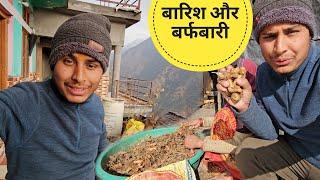 पहाड़ों में बारिश और बर्फबारी का मौसम एक साथ | Uttarakhandi mountain village life | RTK Vlogs