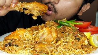 MUKBANG SPICY CHICKEN DUM BIRYANI WITH ONION RAITA || SALAD || LEMON || HUNGRY GADWALI