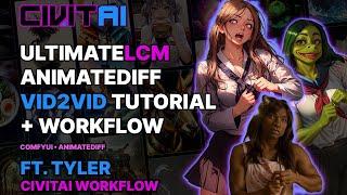 UltimateLCM AnimateDiff Vid2Vid Workflow! // Civitai AI Animation Tutorial