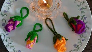 How to crochet beautiful rose buds tutorial (keychain , bag charm, home decor and many more)