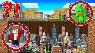 JJ Built a Secret City Under Mikey Village in Minecraft (Maizen)