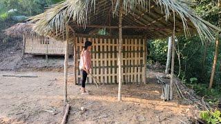 Living alone in the mountains. Building bamboo houses, Making shelters & survival