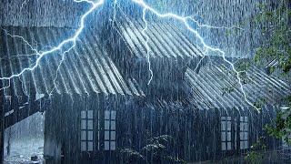 Beat Stress & Goodbye Insomnia in 3 Minutes with Heavy Rain, Thunder Sounds on a Tin Roof at Night