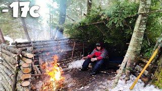 3 Days Alone In Winter Survival Shelter  -17c Bushcraft Camping