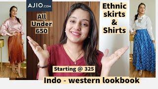 Ajio haul | skirts | Shirts | indo-western Haul | ethnic skirts styling | Palazzo | theyana patel