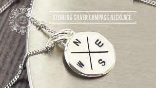 Sterling silver compass necklace