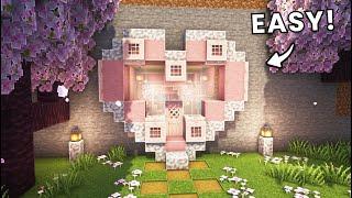 Minecraft I How to Build a Heart Shaped Mountain House I Cherry Blossom!!