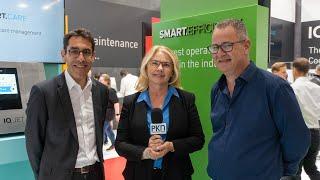 Interpack 2023: Lindy Hughson with Christophe Lopez (Leibinger) and Michael Dossor (Result Group)