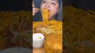 BUTTER CHICKEN WITH NOODLES  CRISPY BURGER  EATING SHOW