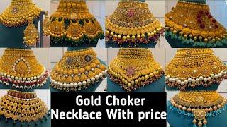 Beautiful  Gold Choker Necklace Sets Designs with price