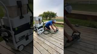Nice evening to start refinishing  a deck with the ​⁠@festool-canada RG 130 and dust collection