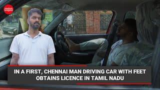 In a first, Chennai man driving car with feet obtains licence in Tamil Nadu