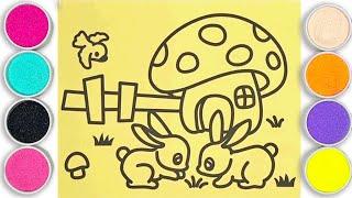 Rabbits Sand Painting | Educational Kids Coloring Videos