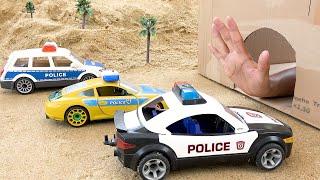 Rescue Police Car from the Hand in Cave with Construction Vehicles Fire Truck | BIBO TOYS