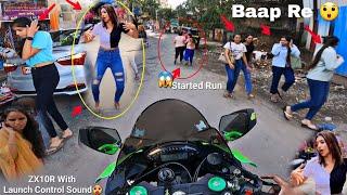 Finally ZX10r Launch Control pe Public Reactions|Cute Girls Got Extremely Scared|Z900 Ride