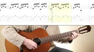 'Study In A Minor' - D. Aguado. Simple classical guitar piece with score and TAB