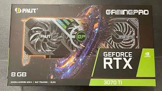 PALIT RTX 3070 TI GAMINGPRO UNBOX ETHEREUM HASHRATE TEST VRAM TEMP OC SETTINGS RAVEOS CRYPTOMINING