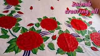 बेस्ट चादर  New Bedsheet Painting Design Fabric Handmade Chadar By Zainab Creating All