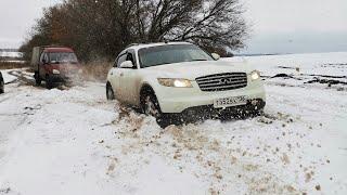 ПСИХ на INFINITI FX45 в СНЕГУ ДОЛБИТ на ВСЕ БАБКИ!!! AUDI A6, G35X, L200, AUDI A4, ВАЗ-2110 ОФФРОАД