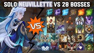 Solo C0 Neuvillette vs 28 Bosses Without Food Buff | Genshin Impact