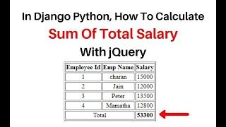 django jquery table sum of total column