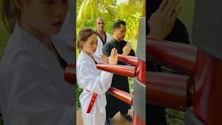 Open palm block block and punch #martialarts #vothuat #kungfu #karate #masterphan #wingchun #dummy