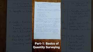 Part-1:Basics of Quantity Surveying #civil #civilconcepts #quantitysurveying #shorts  #shortsvideo