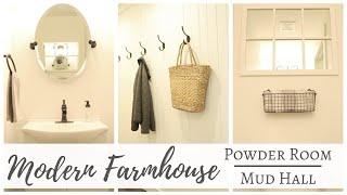 Modern Farmhouse Makeover | Powder Room Mud Hall Renovations