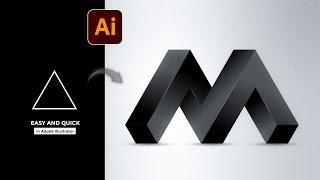 How to create 3d letter M in Adobe Illustrator | 3D letter Design | 2024