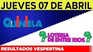 Resultados Quinielas Vespertinas de Córdoba y Entre Rios Jueves 7 de Abril