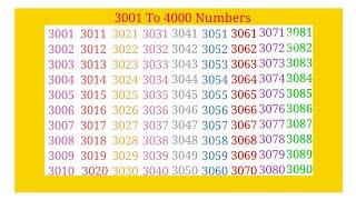 3001 To 4000 // 3001 To 4000 Mathematics Numbers // 3001 To 4000 Numbers