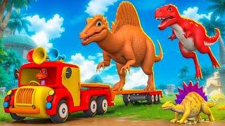 Giant Mud Spinosauru Transport Mission! T-Rex & Jurassic Dinosaurs Adventure!