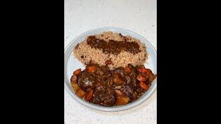 Brown Stew Chicken w/ Jamaican Rice and Peas