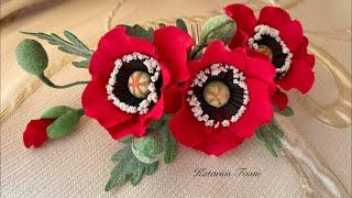 Red poppies on the crest of foamiran/ Красные маки на гребне из фоамирана