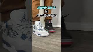 Which pair you copping?? Air Jordan Retro 4 Military Blue vs Air Jordan Retro 4 Reimagined Bred