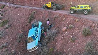 Chevy Truck Launches Over A Cliff… Driver Lucky To Be Alive!