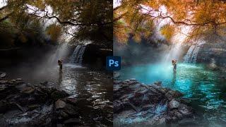 Retouching Steps 04 & Waterfall color effect retouching | Photoshop cc 2021