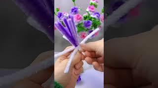 Beautiful and simple glitter pipe cleaners rose flowers bouquet tutorial | how to make rose flower