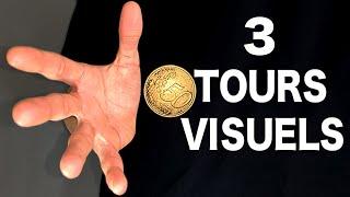 3 TOURS VISUELS avec une PIÈCE - Tour de Magie Expliqué !