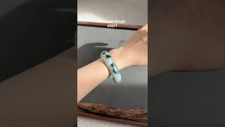 #0277 Green Yellow Black Flower Jade Bangle Size 59.5 #huajade #bracelet #handmade #jade