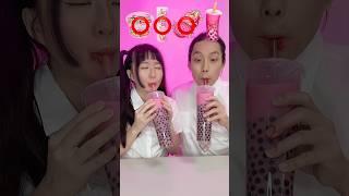 Pink Emoji Food Mukbang ASMR sick emotionbubble tea  boba #asmr #funny #shorts