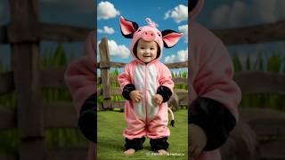ADORABLE CUTE BABY COW VS PIG  COSTUME #cute #baby #cutebaby #adorablebaby #fashion #cow #pig